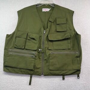 Orvis Men's Fishing Vest Green Multiple Pockets Full Zip Outdoor Adventure